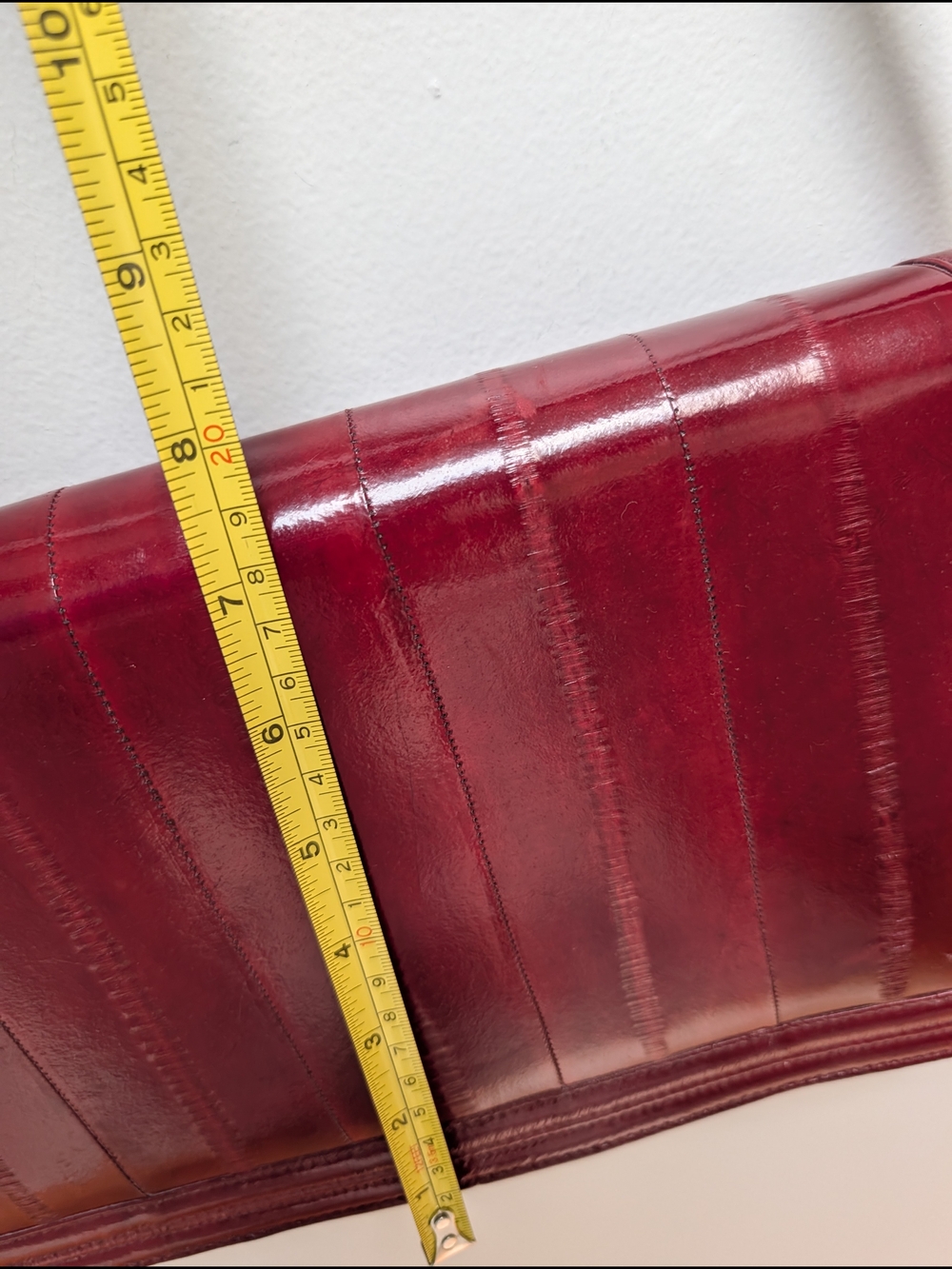 Vintage Genuine Eel Skin Oxblood Shoulder Bag Korea - Picture 8 of 13